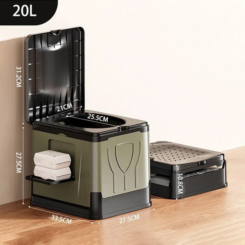 

Camp 20L in-vehicle Travel Bucket Toilet Seat Portable Folding Toilet with Lid Emergency Outdoors Folding Camping Toilet Camp