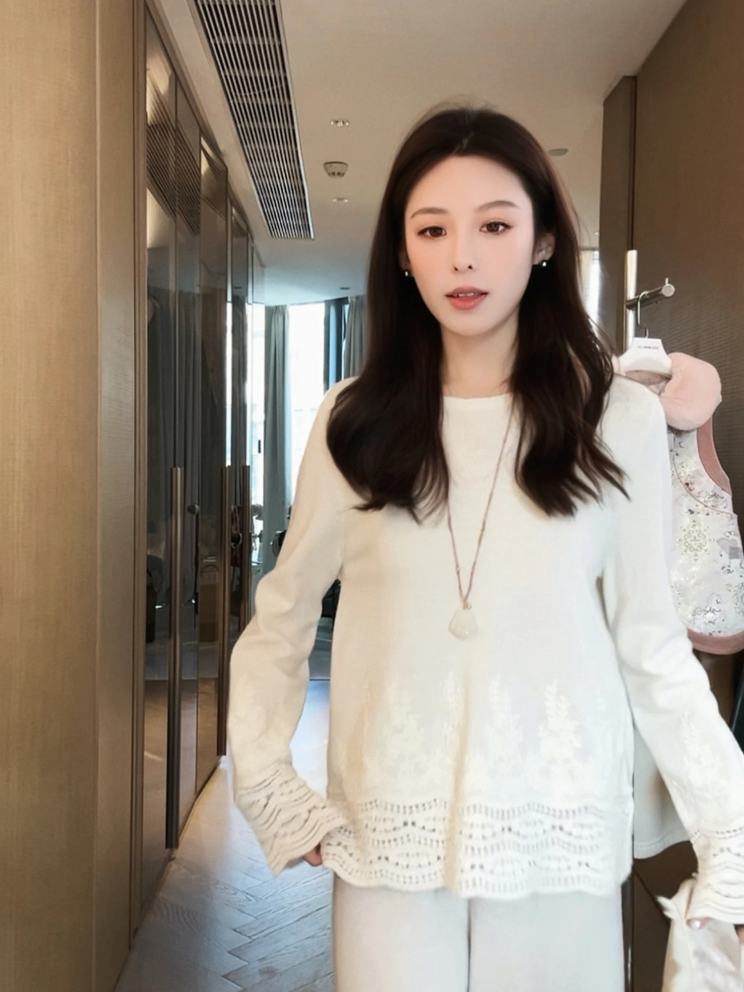

Yuyu Wang mat Sle Women's Knitwear Pure Color Loose Fit Woolen Sweater Warm Long Sve Winter Faion Ladies' Camere