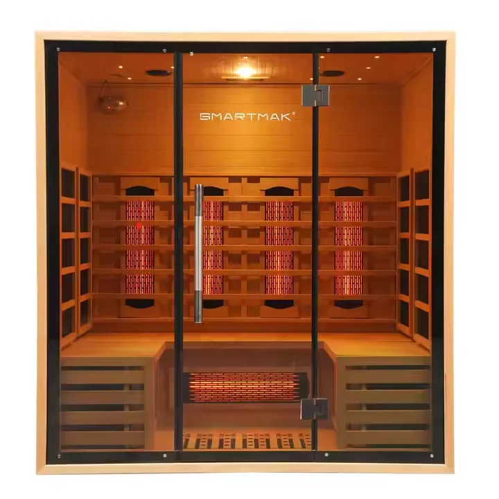 Wholesale Price 3 Person Indoor Far Infrared Sauna Room Home Dry Sauna House with Red Light Therapy