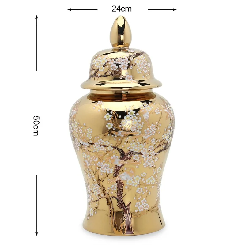 white embryo custom gold-plated ceramic general jar home decoration flower arrangement vase bird handicraft ornament