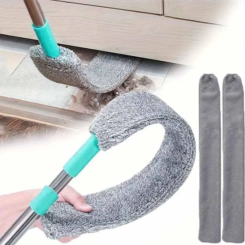 Artefacto de limpieza de polvo con huecos retráctiles, limpiador de polvo con huecos retráctiles, plumero plano, paños para polvo de microfibra con mango largo