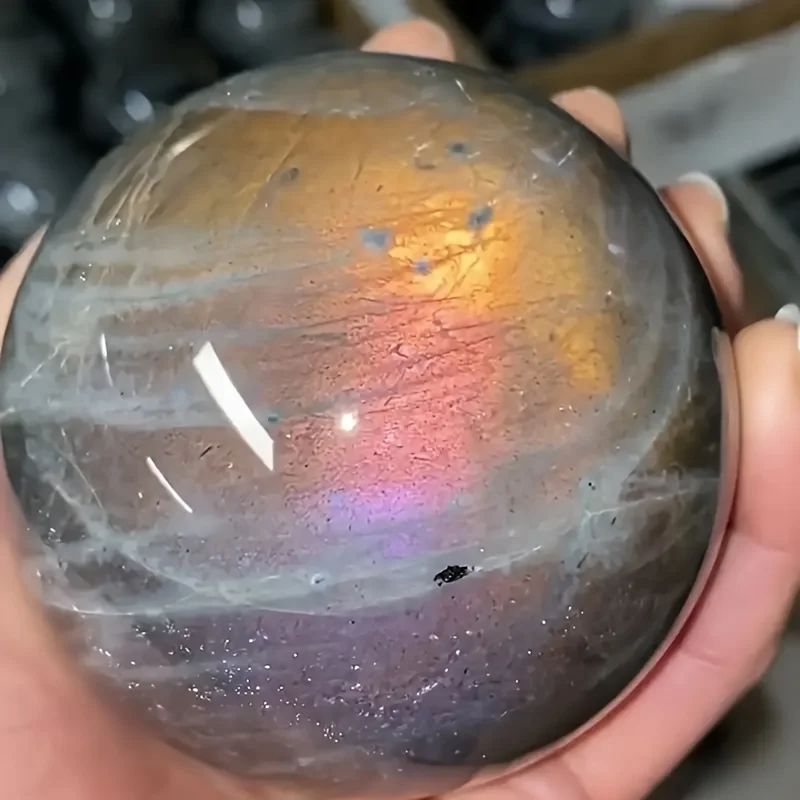 1pc Natural Rainbow Purple Labradorite Sphere - Bohemian Iridescent Sphere Suitable for, Aquarium, Terrarium, Making,