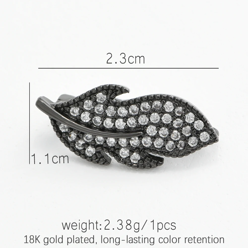 1PCS 18K Gold/Rhodium Plated With Zircon Leaf Shape Connectors Fittings Clasps For DIY Necklace Making Accessories Wholesale