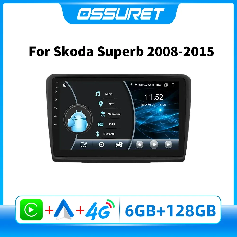 2din Android Auto Radio for Skoda Superb 2 2008-2015 Car Radio GPS 8581 Head Unit Carplay WIFI DSP Multimedia Video Player