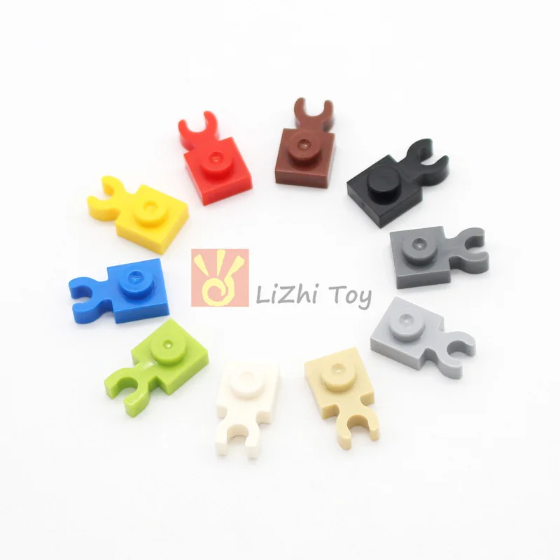 20pcs Moc Plate Modified 1x1 with Open O Clip Thick Vertical Grip DIY Building Bricks Block Compatible with 4085d Assembles