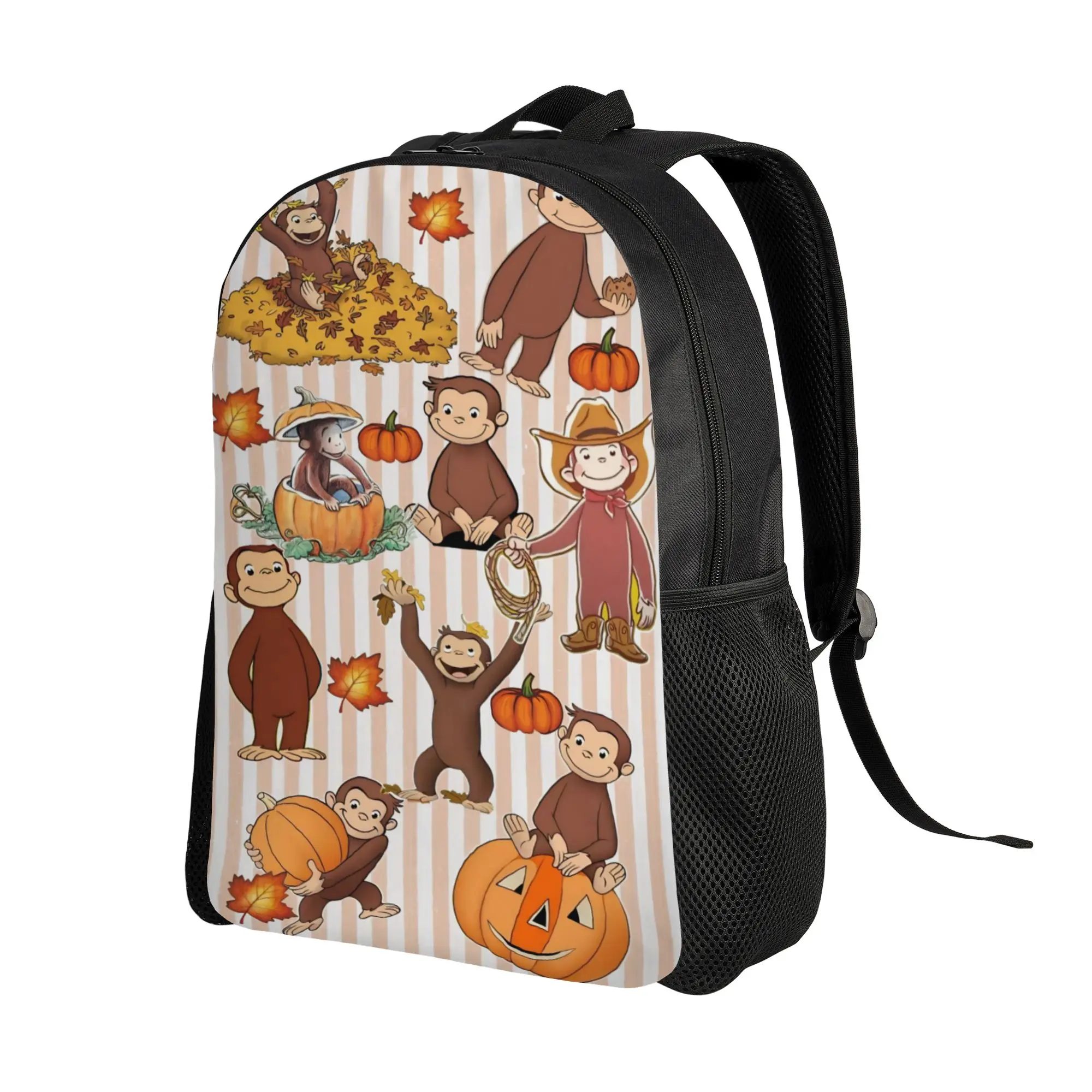 Classic Anime Curious George Nostalgic Backpack  Trekking Backpacks Teen Custom Big High School Bags Kawaii Rucksack