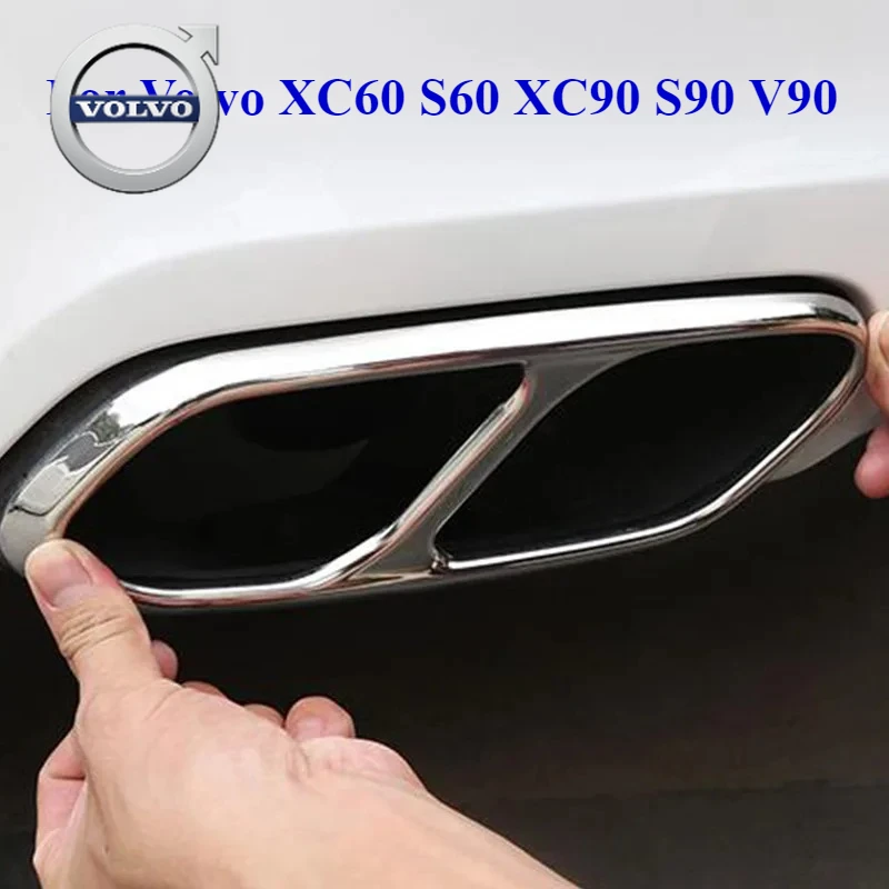 

For Volvo For Volvo XC60 S60 XC90 S90 V90 Stainless Steel Car Tail Muffler Exhaust Pipe Output Cover Decorative Cover Car Access