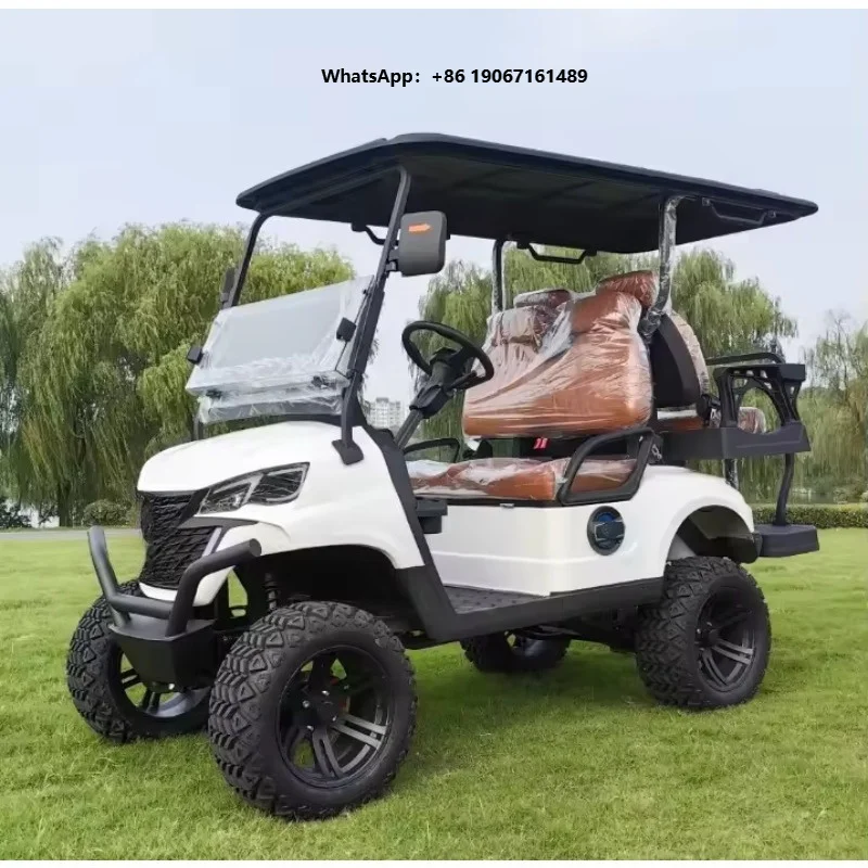 Car Durable Electric Golf Cart with 48V 5KW Steel Frame 4 Seats Long-Range for Golf Courses & Resorts LYH