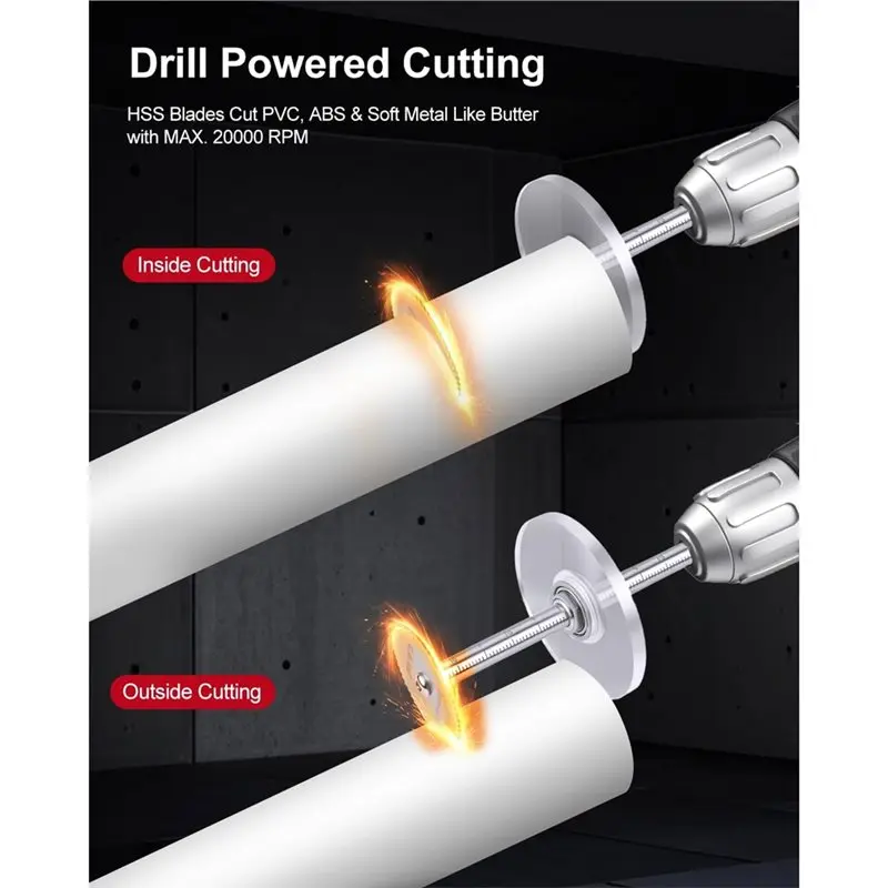A44U PVC Pipe Cutter Tool With 6 PCS Saw Blades And Scale Adjustable Depth Gauge Guide, Inside PVC Pipe Cutting Device