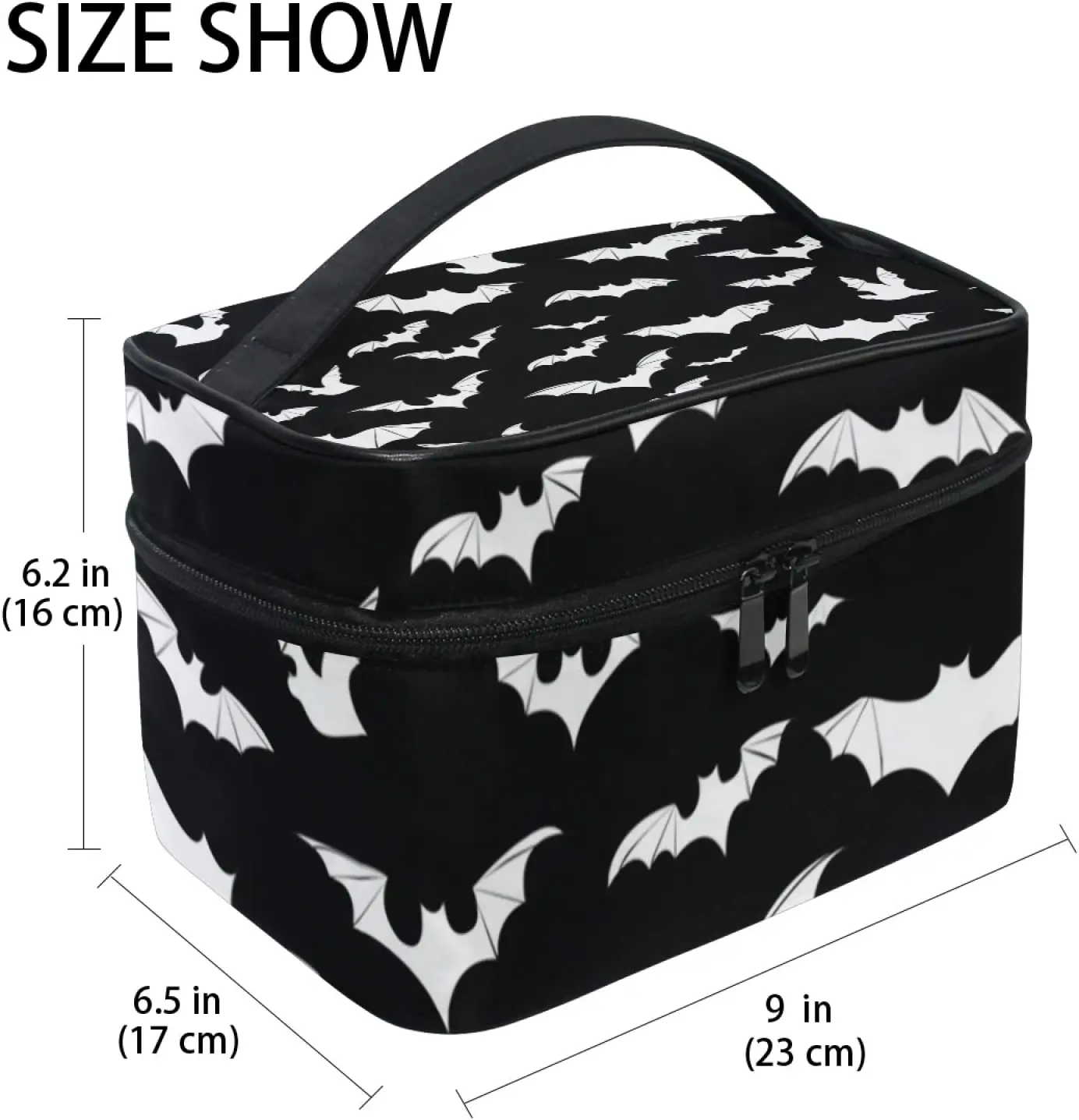 Goth Travel Makeup Bag Bats Cosmetic Bags Large Make up Organizer Portable Toiletry Bags Train Cases for Women Girls Cosmetics