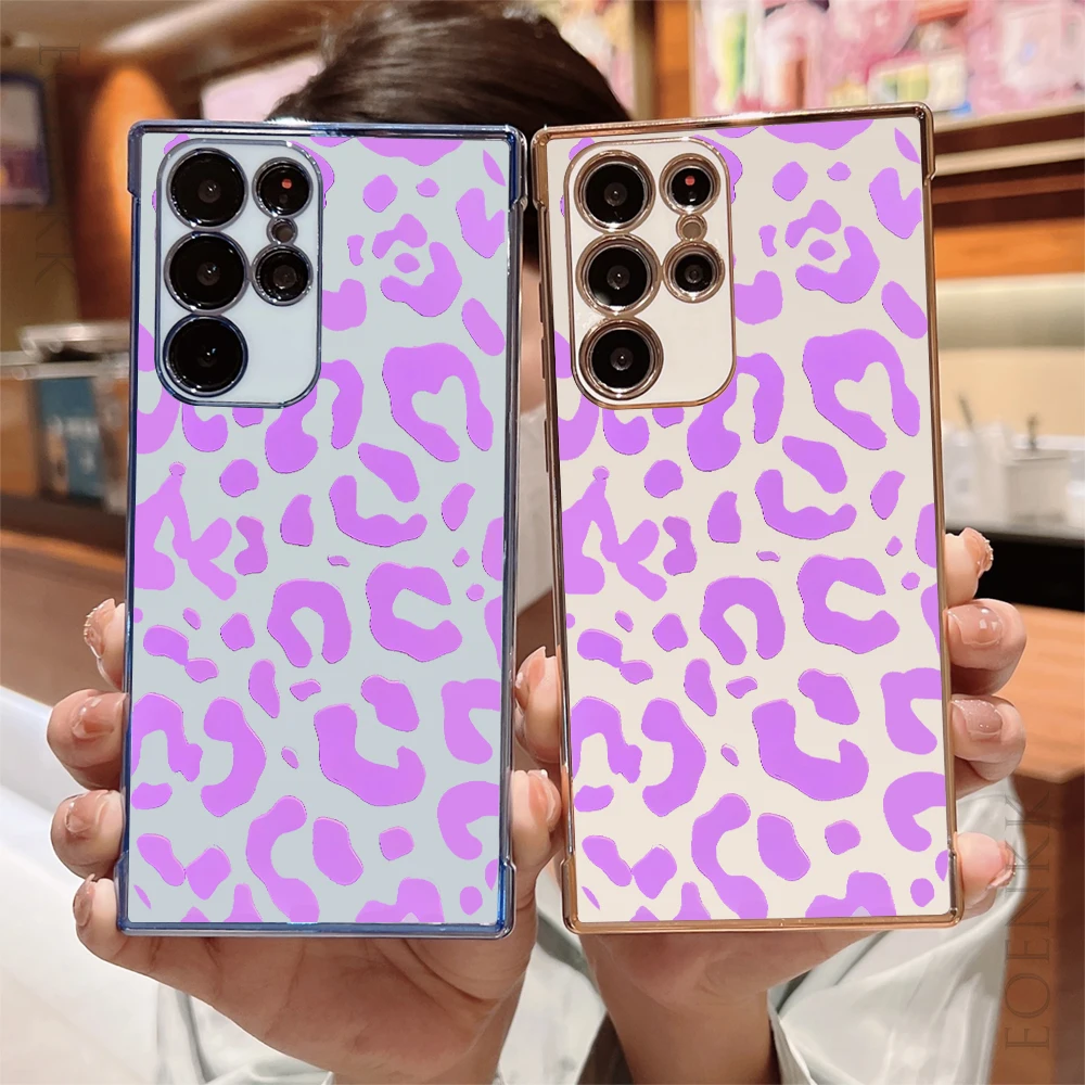 Pink leopard print Phone Case For Samsung Galaxy S24 S23 S22 S21 S20 Ultra Plus FE A35 53 54 A55 A71 A72 A73 5G Silica gel Cover