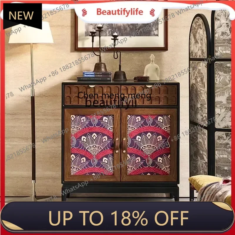 

P178 French Style Solid Wood Sideboard Wall-Mounted Vintage Carved Tea Cabinet Living Room Storage Cabinet Entryway Cabinet