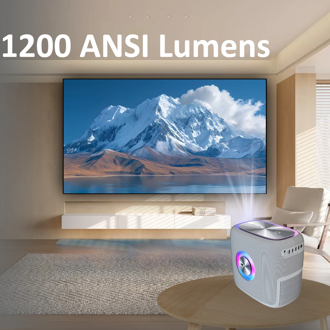 جهاز عرض LOW MOQ Wupro ذكي LCD محمول للسينما المنزلية 2 + 32 جيجابايت 1200 ANSI لومن 4K يدعم جهاز عرض ألعاب الفيديو أندرويد