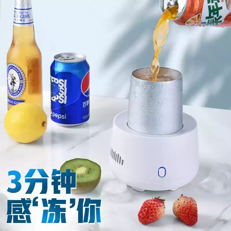 Portable USB 2‑In‑1 Desktop Drink Heating Cooling Pad Mini Cup Heater Cooler With Aluminum Mug For Office Coffee Tea Use