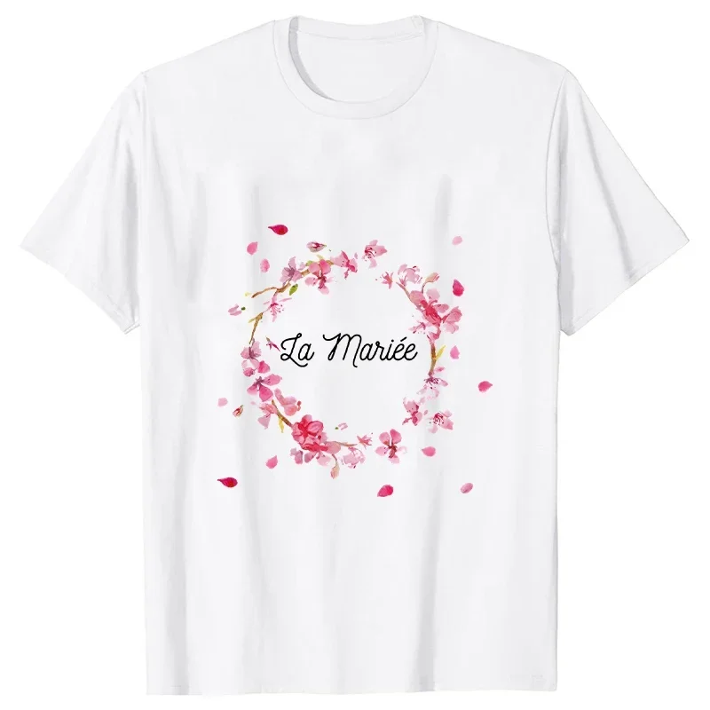 Evjf-Camiseta del futuro de la novia para mujer, camisa con estampado de flor de cerezo para despedida de soltera, ropa de fiesta，addio al nubilato sposa，bride squad