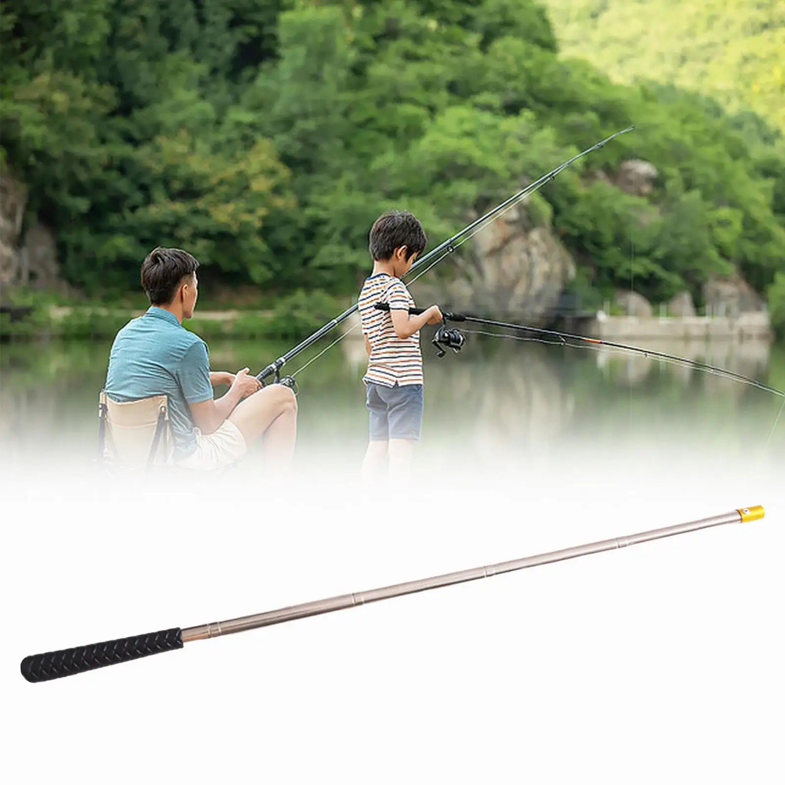 Landing Net Rod Accessories 8mm Interface Retractable Stainless Steel Wear Resistant Outdoor Sturdy Fishing Net Pole Replacement