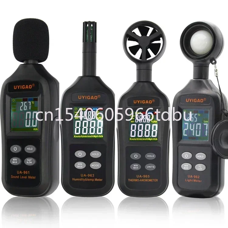 Temperature Humidity Meter Wind Speed Anemometer Digital Decibel Noise Sound Level Meter Lux Light Thermo Hygrometer