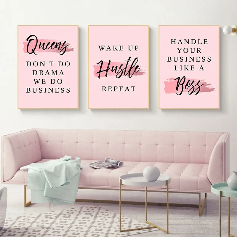 Interesting Modern Inspirational Quotes Canvas Prints Simple Pink Motivational Wall Art Picture for Women's Bedroom Decor