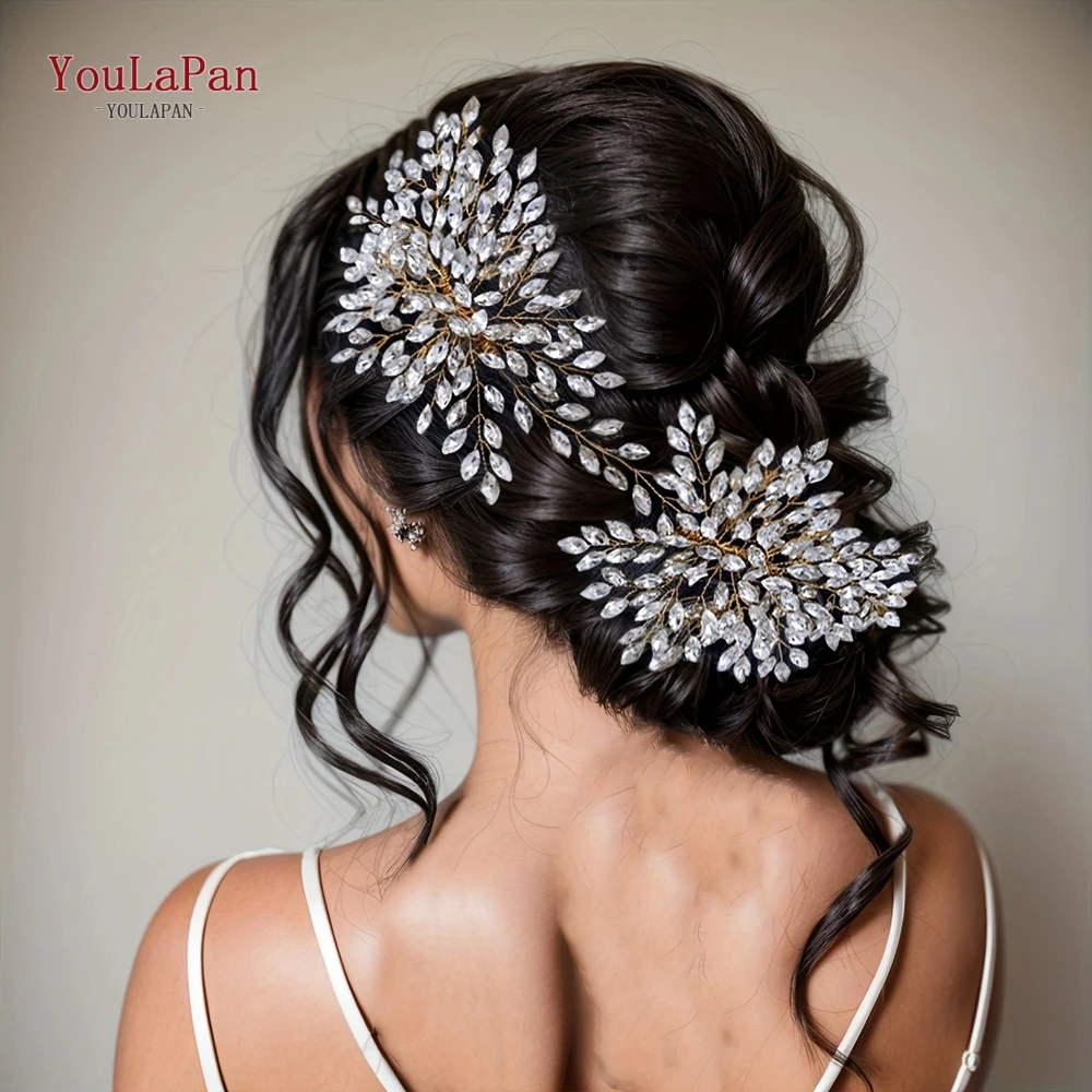 YouLaPan HP392เจ้าสาวผมหวี Handmade ผู้หญิง Tiara Rhinestone Headwear เครื่องประดับผมแต่งงานเจ้าสาว Headpiece