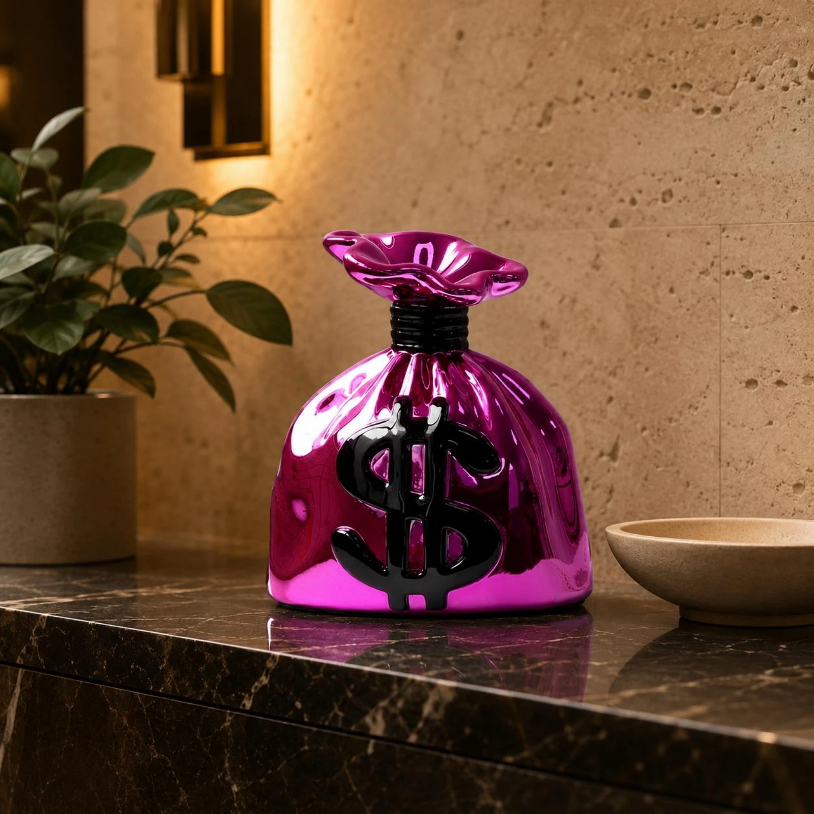 Money Bag Ornament Resin Money Sack Decor Dollar Sign Ornament Eco-Friendly Gift Boxed