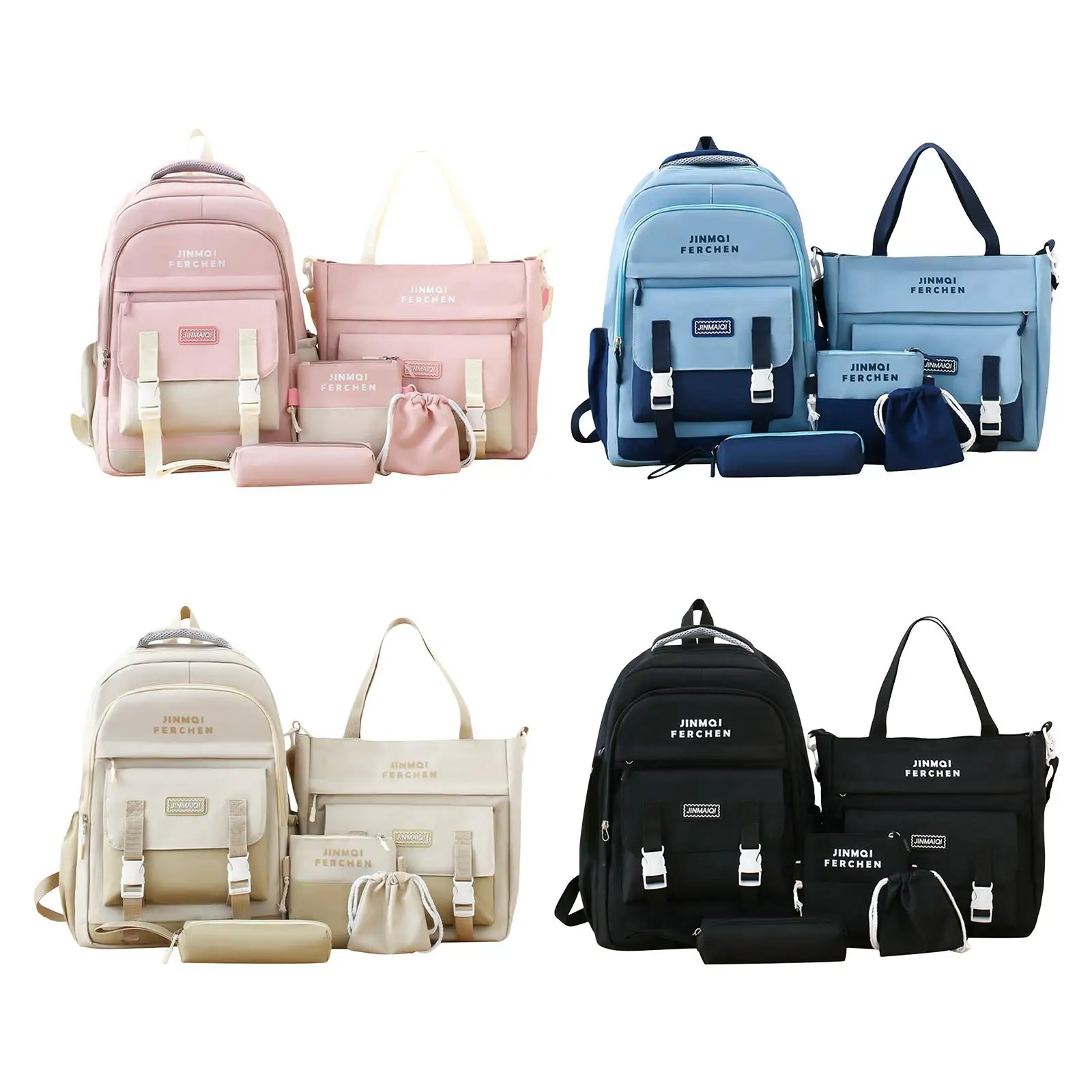 

School Bags Set Shoulder Bag Handbag Tote Daypack Rucksack Pen Pouch Bookbag