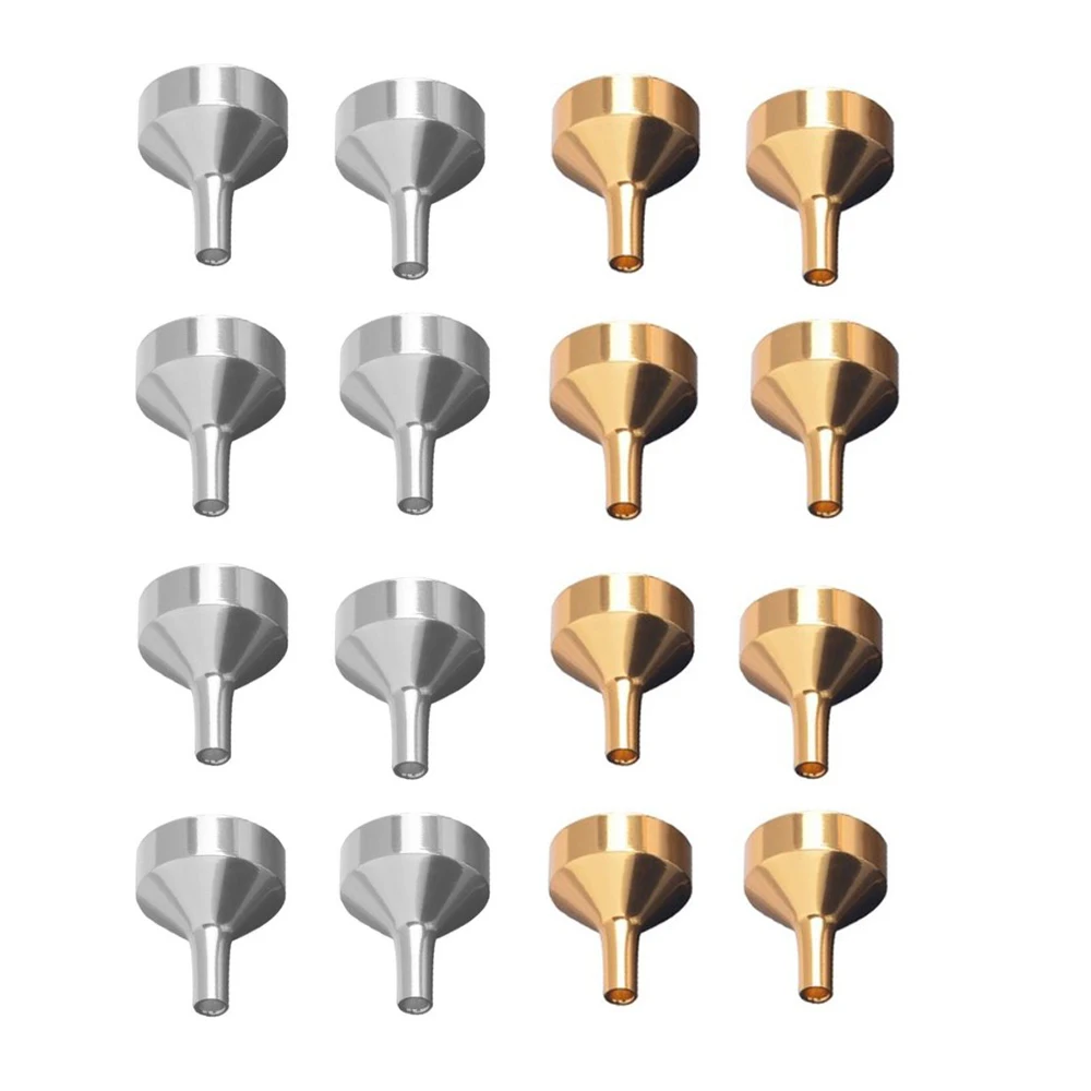 10 Pcs Mini Metal Funnels Gold Silver For Filling Small Bottles Transferring Liquid Refill Perfume Essential Oil Dispensing Tool