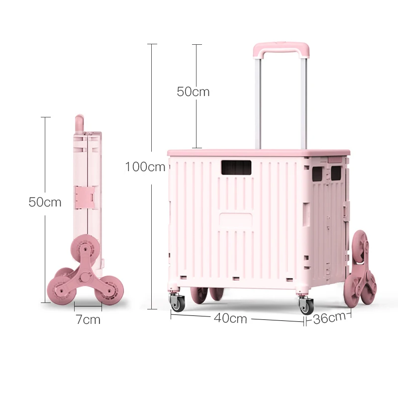 Newest High Quality 4 Wheels Supermarket Foldable Shopping Cart With Lid & Folding Trolley