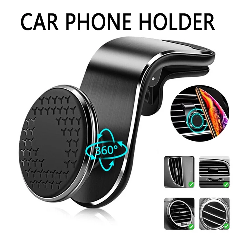 Soporte magnético para teléfono de coche, soporte con clip para salida de aire 360 °   Soporte GPS para teléfono celular con rotación para iPhone Samsung Huawei Soporte para teléfono Xiaomi