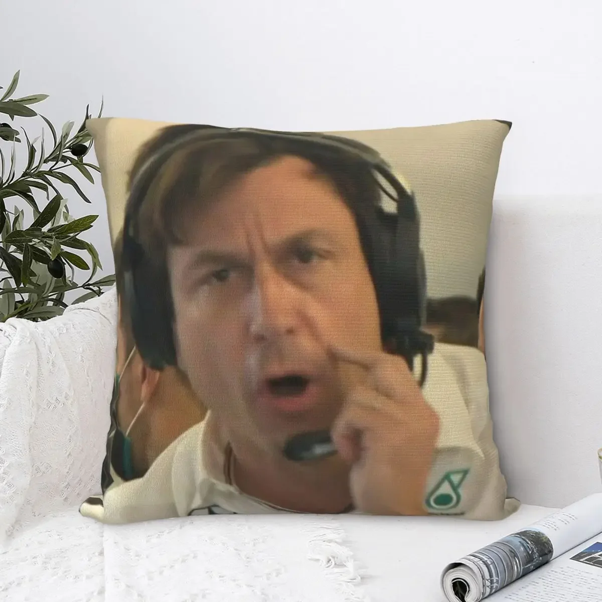 Confused Toto Wolff Hug Pillowcase Formula 1 2022 Backpack Cojines Bedroom DIY Printed Chair Throw Pillow Case Decorative