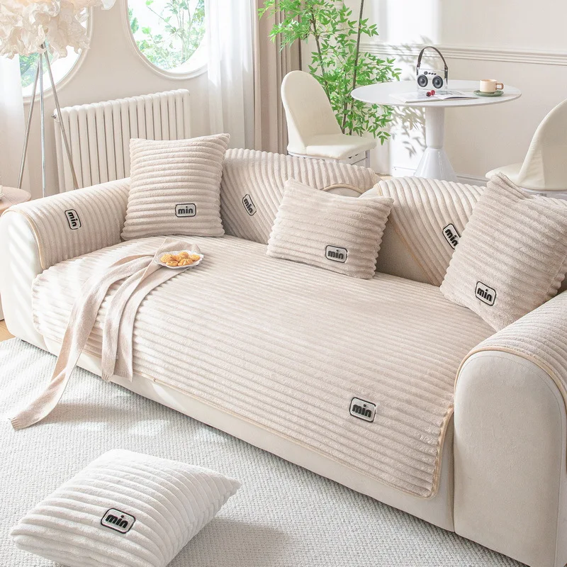 1PC Thicken Plush Sofa Mat Cover Nordic Jacquard Winter Warm Sofa Towel Non-slip Universal Couch Slipcovers for Living Room