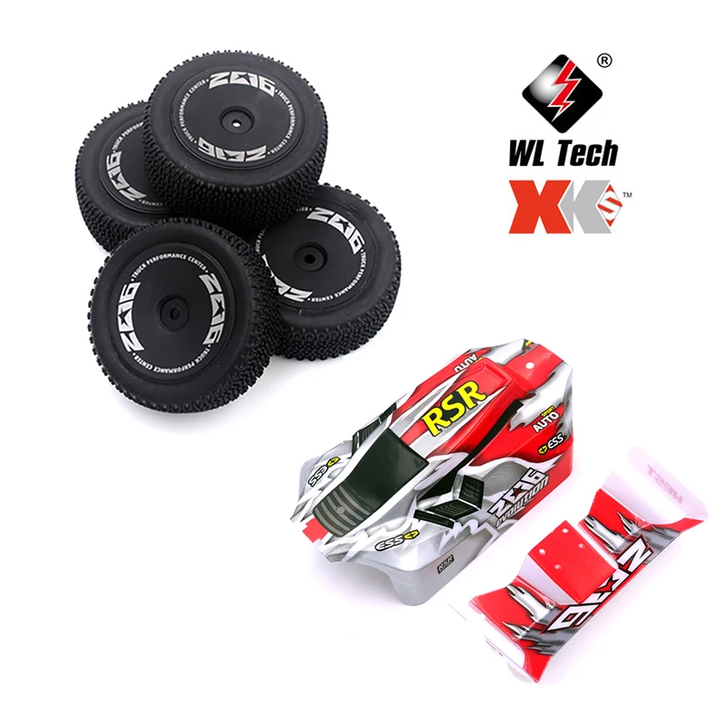 WLtoys-Pièces de rechange de voiture d\'origine, roue avant, pneus arrière, coque de carrosserie, couverture de carrosserie, 124017, 124019, 124007,