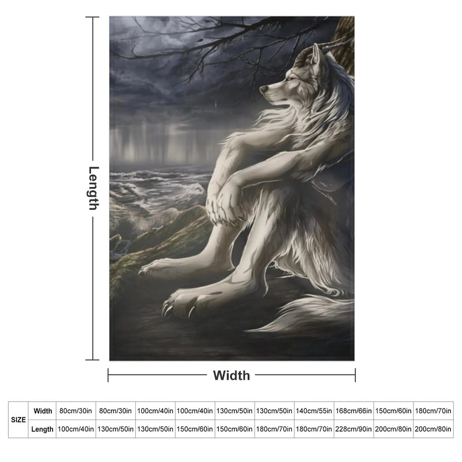 emo white wolf sitting sad meme Throw Blanket Quilt Large Cute Plaid Stuffeds Vintage Blankets