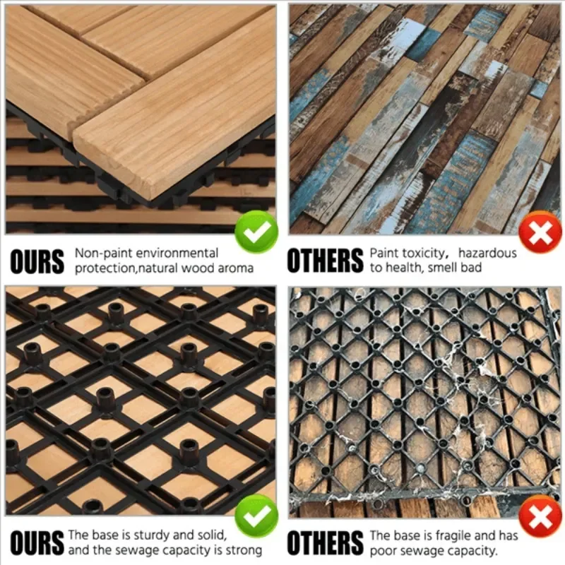 For 27pcs Indoor & Outdoor Wood Flooring Tiles for Patio Garden, 12