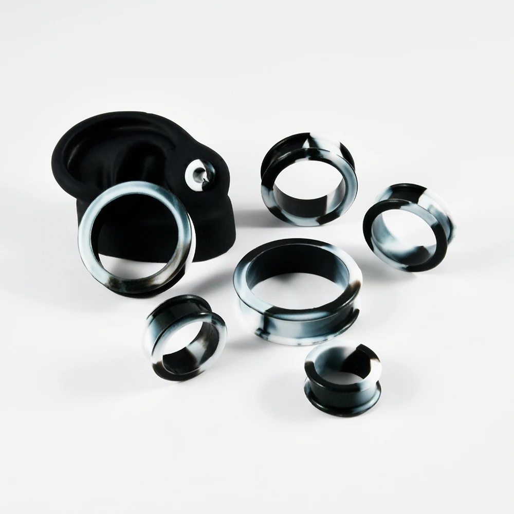 1Pair Flexible Silicone Flesh Tunnel Plugs Earrings 8mm-38mm Ear Gauge Expander Stretchers Ear Lobe Piercing Jewelry