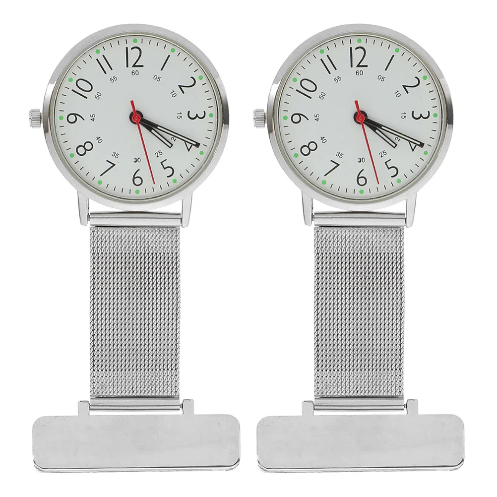 2pcs Nurse Hanging Lapel Nurse Clip On Pin Nursing Watch Clip On Fob Women'S Timepiece Brooch Pendant Nurses Watch