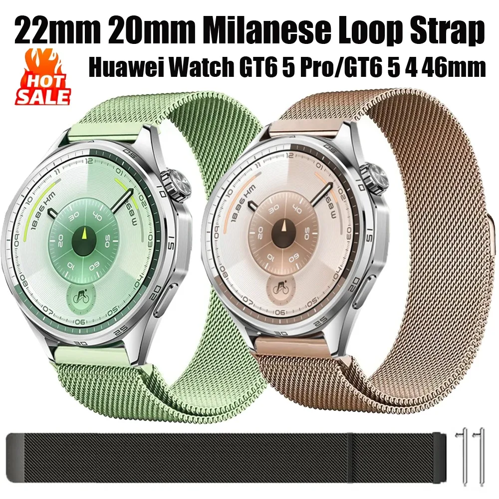 22mm 20mm Milanese Loop Armband für Huawei Watch GT6 5 Pro/GT6 5 4 46mm Magnetisches Uhrenarmband für Huawei Watch 4 Pro/GT3 Pro 46 42mm
