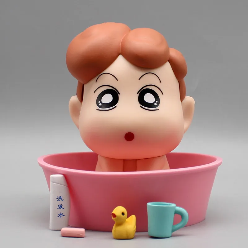 12cm Crayon Shin Chan Nohara Himawari Bathe Anime Action Figure Model Statue Collection Desktop Decoration Ornament Toys Gifts