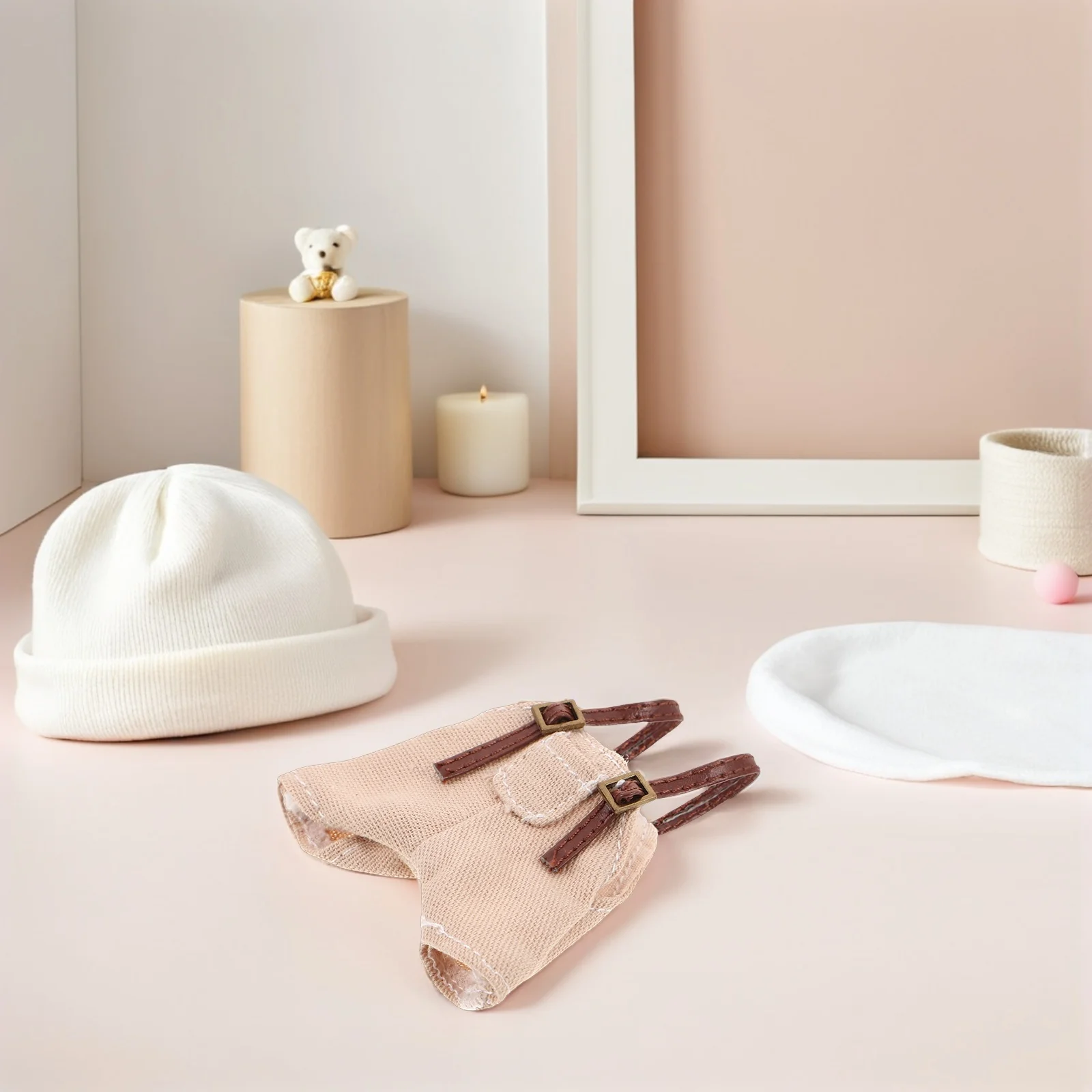 

Clothes Set: Creative Suspender Overall Outfit For Girls Diy Dress Up Game Mini Denim Pants Handmade Cotton Fabric