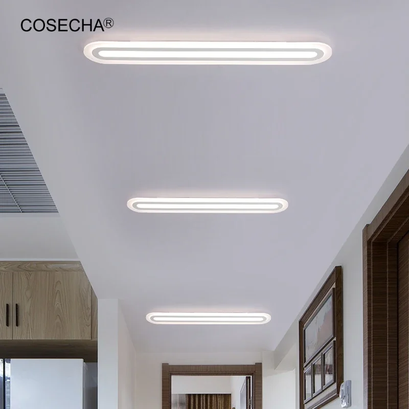 Long White Ceiling Light Led Modern Ceiling Lamp Balcony Hallway Entryway Staircase Dressing Room 3 Color Temperature Changeable