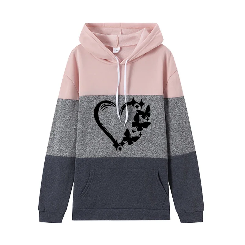 품질 가을 겨울 뜨거운 판매 데일리 캐주얼 후드 조깅 여성용 스웨터 Drawstring 패션 야외 스포츠 Tricolor Top