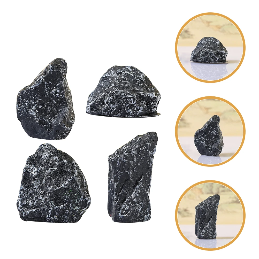 

8 Pcs Emulational Rockery Decorative Fish Tank Stone Chinese Style Grey Synthetic Resin