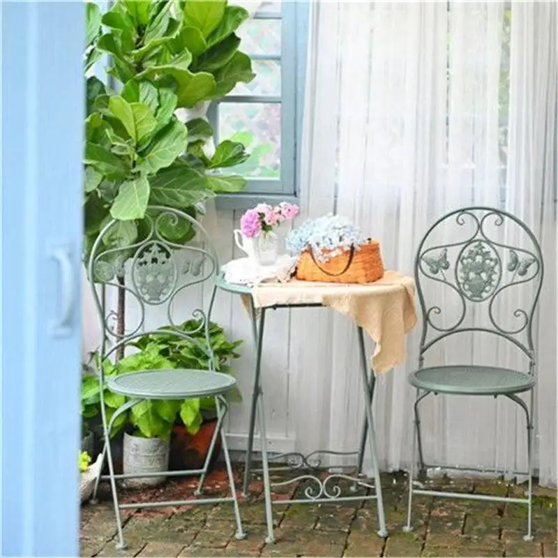 Nordic balcony table and chair combination three-piece leisure folding outdoor courtyard wrought iron terrace modern home