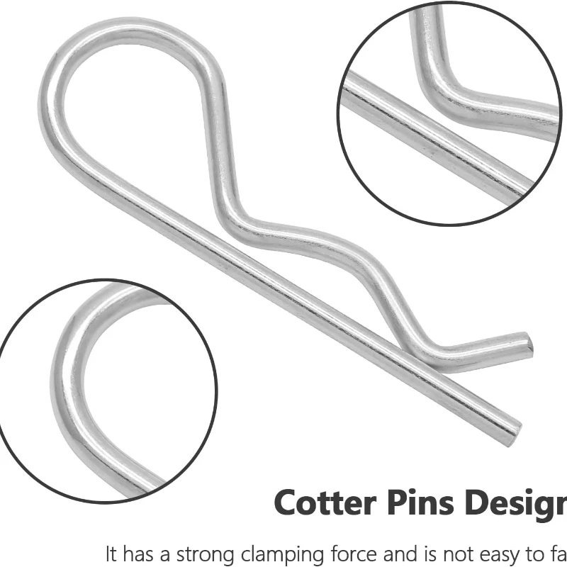 30 Pcs Cotter Pins Spring FastenerAssortment Kit for Hitch Pin Lock einfach zu installieren Metall verzinkt R-Typ Splinte view 5