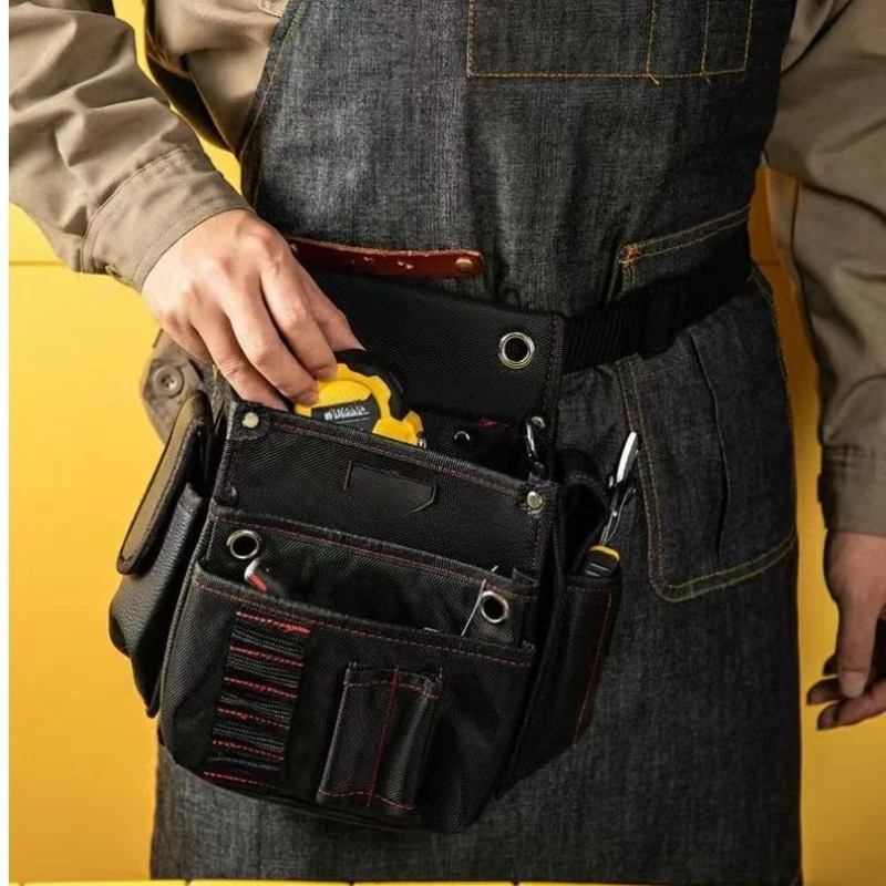 Waterproof Tool Bag Electrician Waist Pack Hardware Toolkit Pocket Belt Pouch Hanging Dual Use Bag Canvas Wear Resistant Diy