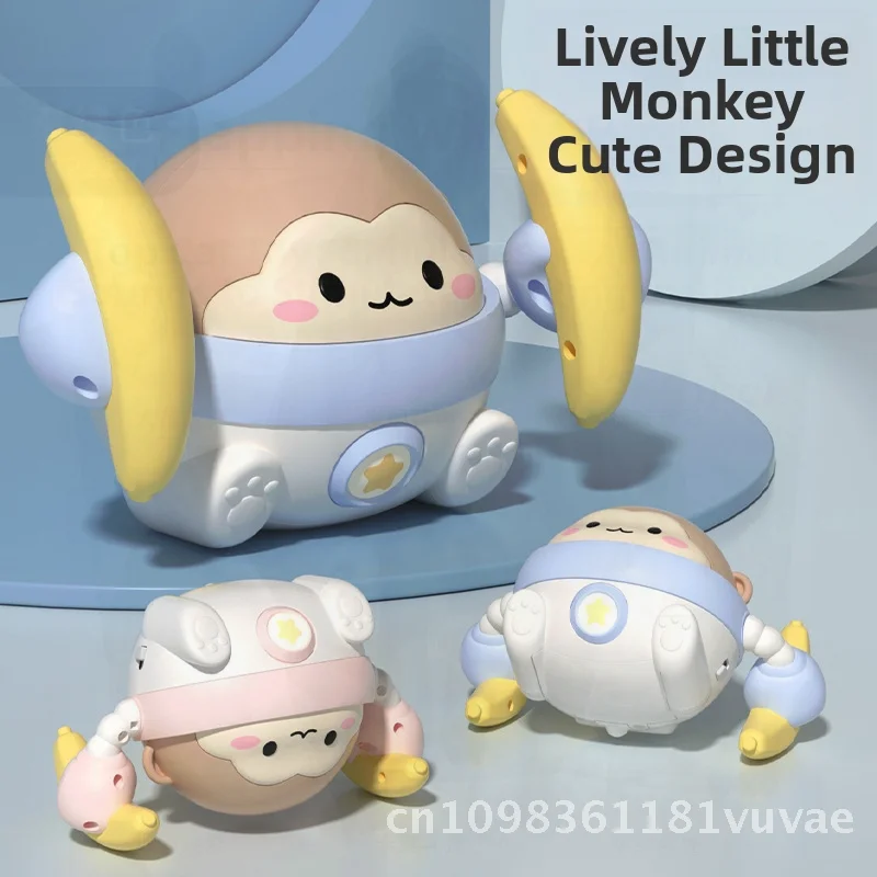 0-1세 아기 교육용 장난감 원숭이 - 머리 들어 올리기 연습 및 기어가는 법 배우기, 인터랙티브 텀블링 원숭이 장난감