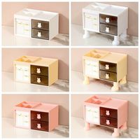 Multi Functional Rabbit Handle Pen Holder High-capacity Drawer Pencil Storage Box Detachable Plastic Stationery Organizer Desk