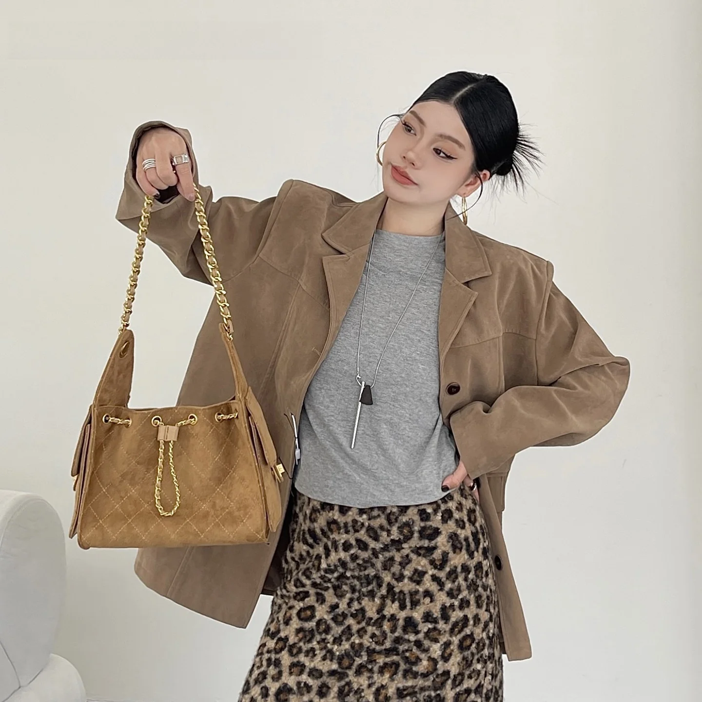 Elegant Ladies' Chain Shoulder Bag Official Charlie&Kelli Store New 2026 Diamond Pattern Underarm Retro Atmosphere Bag