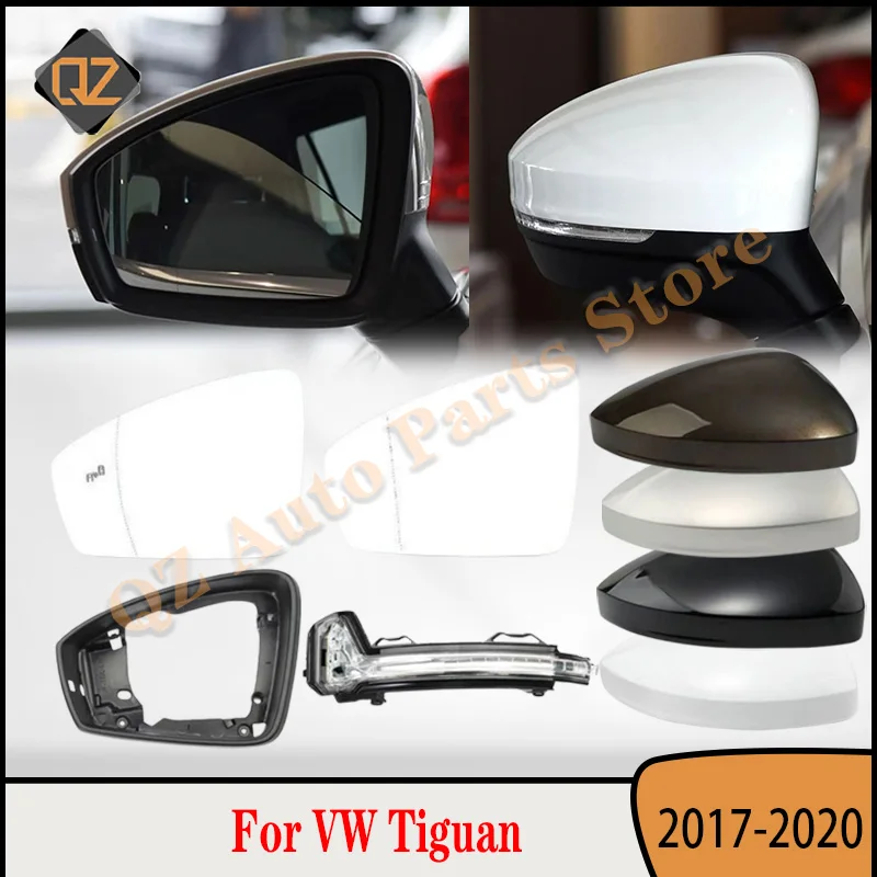 

Для VW Tiguan 2017 2018 2019 2020 автомобильное левое и правое заднее зеркало с подогревом, стеклянная крышка, рамка, указатель поворота, зеркальные линзы для слепых зон