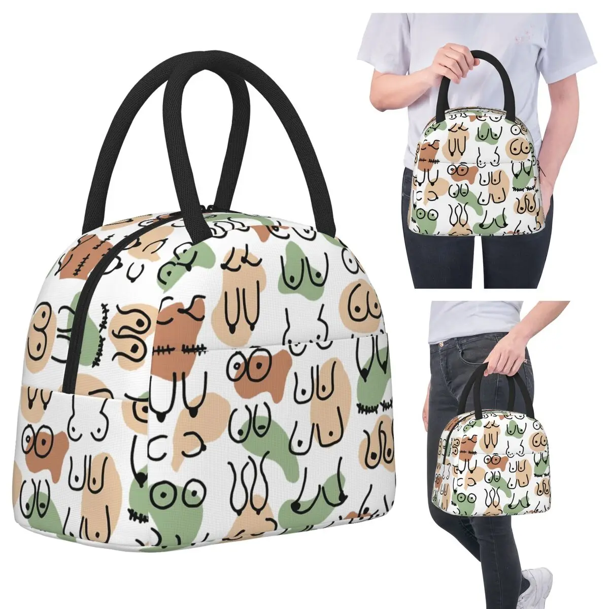 

Сиськи Midcentury, абстрактная изолированная сумка для обеда для женщин, офисный холодильник, термосумка для еды, портативная коробка для завтрака, контейнер