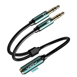 Splitter per cuffie per jack per computer da 3,5 mm femmina TRRS a 2 cavi adattatori audio TRS maschi per cuffie da gioco PC telefono laptop ecc.
